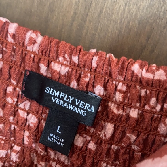 Simply Vera Vera Wang top abstract animal print top smocking in back L - Picture 11 of 15